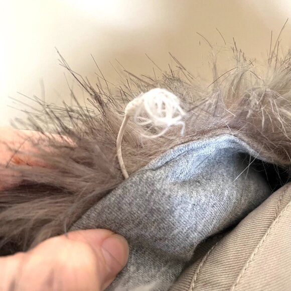 Marrakech Beige Faux Fur Lined Hood Jacket Size XS Brown Utility Cargo Packable - Picture 6 of 16